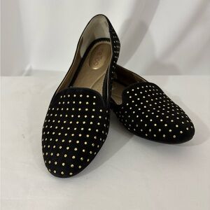 Me Too Black Flats with Gold Studs